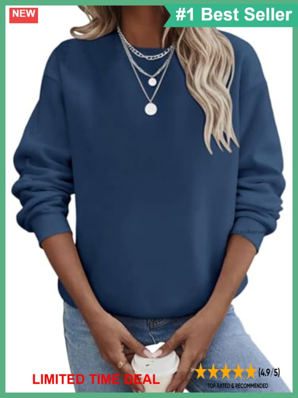 Fleece Crewneck Oversized Sweatshirt Long Sleeve Tunic Top